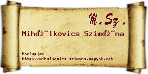 Mihálkovics Szimóna névjegykártya
